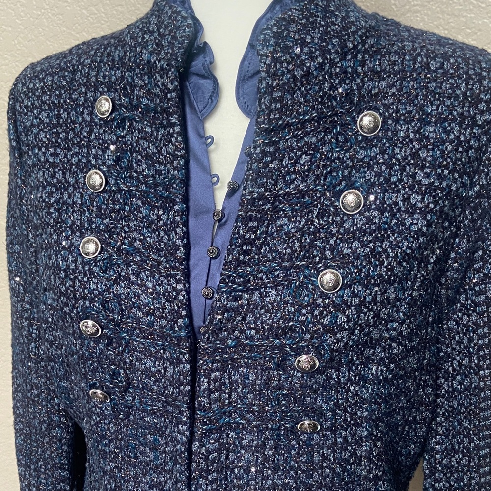 Sale! White House Black Market Stylishly Embellished Navy Tweed Blazer. Size S - Picture 6 of 16